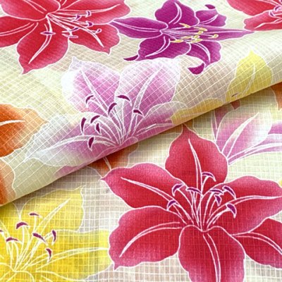 画像4: 女の子浴衣 へこ帯セット 90サイズ こども浴衣 絞り染め兵児帯 セット【生成り、百合】