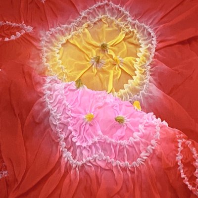 画像6: 女の子浴衣 へこ帯セット 90サイズ こども浴衣 絞り染め兵児帯 セット【生成り、百合】