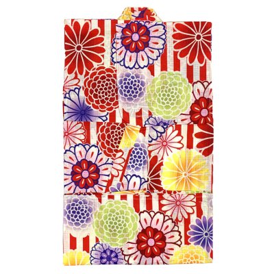 画像2: 女の子浴衣 へこ帯セット 90サイズ こども浴衣 絞り染め兵児帯 セット【赤ｘきなり、菊】