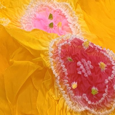 画像6: 女の子浴衣 へこ帯セット 90サイズ こども浴衣 絞り染め兵児帯 セット【赤ｘきなり、菊】