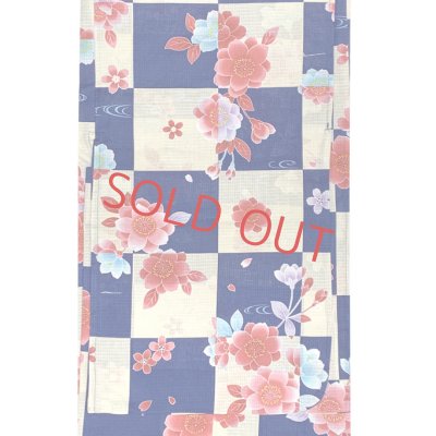 画像2: 子供浴衣 120 女の子 こども キッズ 子供浴衣 120cm【生成りｘ紺、桜と流水】