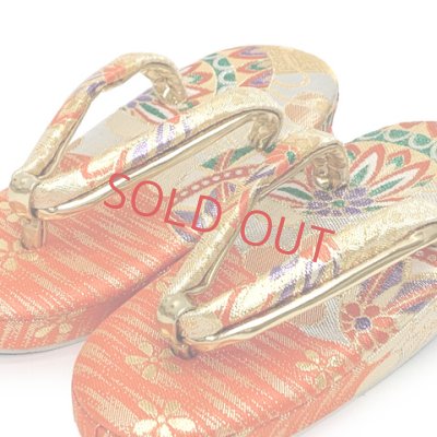 画像2: 七五三 草履 巾着セット 3歳 女の子 子供ぞうりきんちゃく袋 2点セット 草履 18.0cm【朱赤ｘ金、鞠】