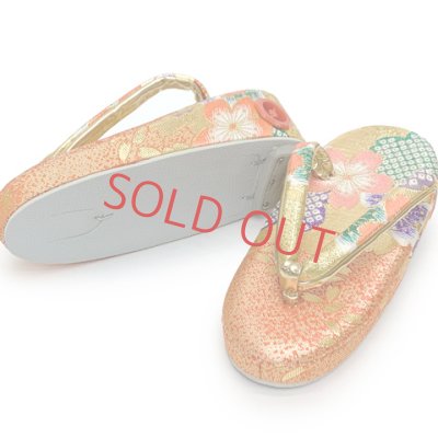 画像3: 七五三 草履 巾着セット 3歳 女の子 子供ぞうりきんちゃく袋 2点セット 草履 18.0cm【朱赤ｘ金、桜】