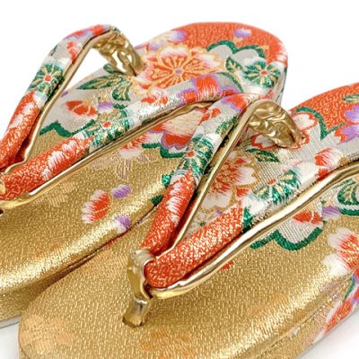 画像2: 七五三 草履 バッグセット 7歳 女の子 子供ぞうりバッグ 2点セット 草履 21.0cm【ゴールド、桜】