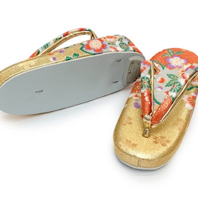 画像3: 七五三 草履 バッグセット 7歳 女の子 子供ぞうりバッグ 2点セット 草履 21.0cm【ゴールド、桜】