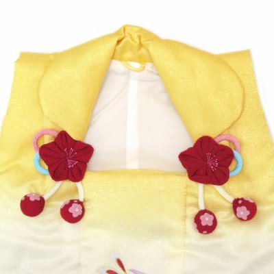 画像2: 七五三 着物 3歳女の子 刺繍柄の被布コート－単品(合繊)【黄色＆紫、うさぎと流水】