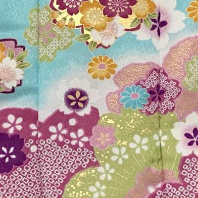 画像4: 被布コート 単品 七五三 3歳 女の子 日本製 絵羽付け 被布着 合繊【水色、桜と鞠】