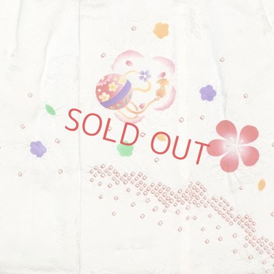 画像3: 【アウトレット品】被布コート ３歳女の子用 日本製 正絹 絞り染 友禅柄の被布コート(単品)【生成り色、鞠に梅】