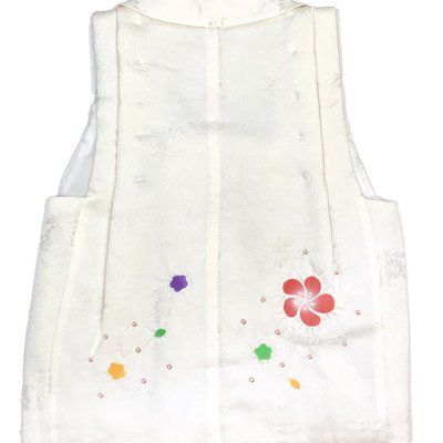 画像4: 【アウトレット品】被布コート ３歳女の子用 日本製 正絹 絞り染 友禅柄の被布コート(単品)【生成り色、鞠に梅】