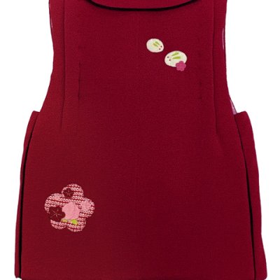 画像5: 七五三 三歳 女の子 被布セット 正絹被布コート 草履 巾着 足袋 4点コーデセット【赤、ひよこ車・うさぎ】