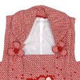 画像2: 被布コート ３歳女の子用 正絹 総絞り・刺繍柄の 被布コート(単品)【赤、鞠と鈴】 (2)