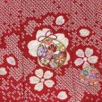 画像3: 被布コート ３歳女の子用 正絹 総絞り・刺繍柄の 被布コート(単品)【赤、鞠と鈴】 (3)