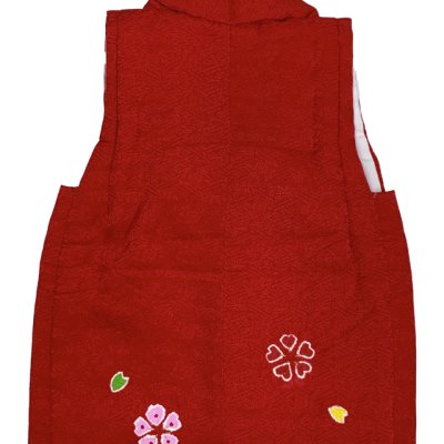 画像4: 被布コート ３歳女の子用 日本製 正絹 本絞り・金駒刺繍 被布コート(単品)【赤、梅桜】