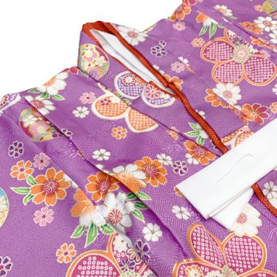 画像3: 【在庫処分セール！】七五三 3歳 着物 女の子 身上げ・肩揚げ加工済み 襦袢付き 三つ身の着物 単品【薄紫、花柄】