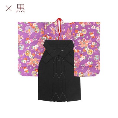 画像3: 女の子 袴セット 3歳 女の子 合繊 三つ身の着物(揚げ加工済)＆無地袴フルセット【紫の着物ｘえらべる袴５色】