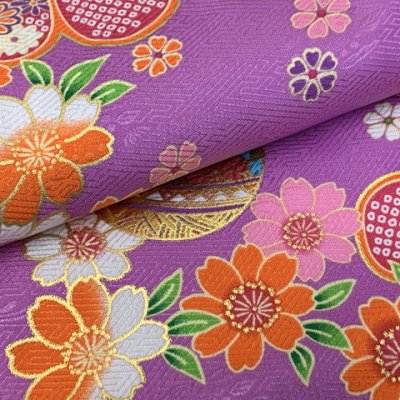 画像7: 七五三 着物 3歳 女の子 フルセット 古典柄の着物 鹿の子柄の被布コートセット【赤鹿の子ｘ紫古典柄】