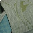画像3: 半幅帯 作り帯 リボン返し結び帯 合繊【緑系、ジッパー猫】 (3)