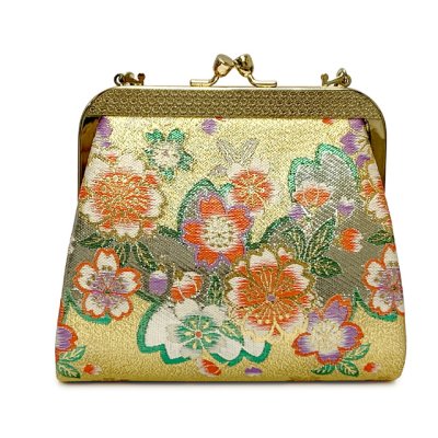 画像2: 七五三 バッグ 子供 金襴生地 バッグ 合繊【金、桜】