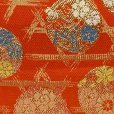 画像3: 七五三 バッグ 子供 金襴生地 バッグ 合繊【朱赤、籠目と花手鞠】 (3)