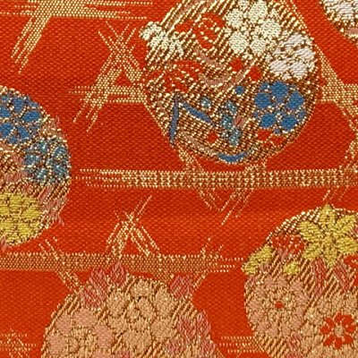 画像3: 七五三 バッグ 子供 金襴生地 バッグ 合繊【朱赤、籠目と花手鞠】
