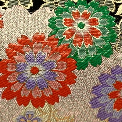 画像3: 七五三 バッグ 子供 金襴生地 バッグ 合繊【黒ｘ金、菊と桜】
