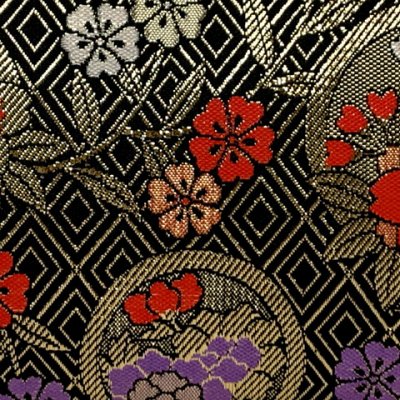画像3: 七五三 バッグ 子供 金襴生地 バッグ 合繊【黒地、桝に菊・桜】