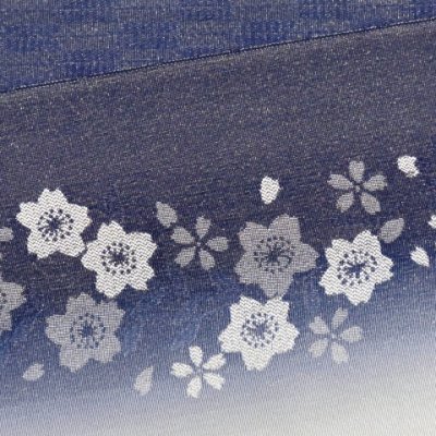 画像4: 浴衣帯 レディース 博多織本袋帯 桜柄ぼかし小袋帯 日本製【紺 桜】