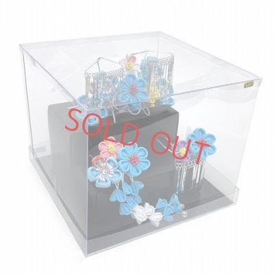 画像6: 七五三 髪飾り 3点セット 7歳 つまみ細工 髪飾り 勝山セット【ブルー系、つまみ花】