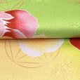 画像5: 卒業式の着物 小紋柄の二尺袖 単品 ショート丈 フリーサイズ【黄緑ｘ黄色、椿】 (5)