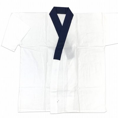 画像4: 男着物 インナー 和装肌着 半衿付きの肌襦袢 綿サラシ 肌じゅばん M/L/LL 日本製【襟元紺】