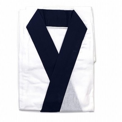 画像6: 男着物 インナー 和装肌着 半衿付きの肌襦袢 綿サラシ 肌じゅばん M/L/LL 日本製【襟元紺】