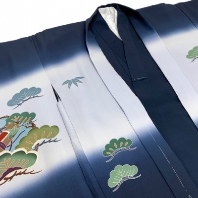 画像3: 七五三 着物 5歳 男の子用  日本製 正絹 羽織 着物 アンサンブル【紺系、鷹】