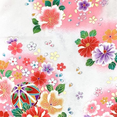 画像3: 七五三 7歳 着物 女の子用 日本製 正絹 絵羽付け 金駒刺繍 四つ身の着物【白系、花衣】