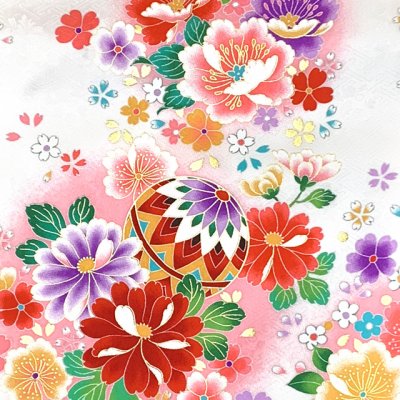 画像4: 七五三 7歳 着物 女の子用 日本製 正絹 絵羽付け 金駒刺繍 四つ身の着物【白系、花衣】