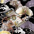 画像5: お宮参り 男の子 着物 正絹 刺繍柄 日本製 赤ちゃんのお祝い着 （初着 産着） 襦袢付き【黒地、鷹と帷子】 (5)