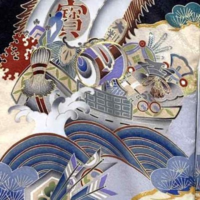 画像4: お宮参り 着物 男の子 赤ちゃんのお祝い着 のしめ 金駒刺繍 産着 初着 正絹 日本製【黒地、宝船】