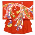 画像2: お宮参り 着物 女の子 正絹 赤ちゃんのお祝い着 刺繍入り 日本製 産着 初着 襦袢付き【赤、束ね熨斗(紐赤)】