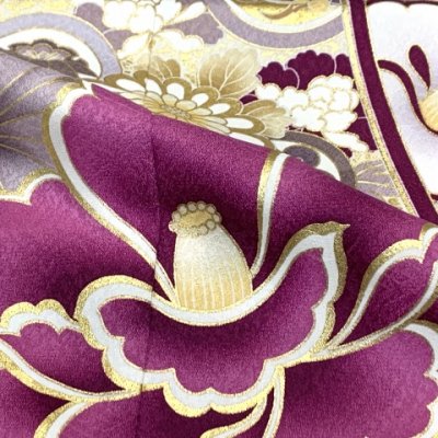 画像7: 七五三 着物 7歳 女の子 日本製 上質合繊 絵羽柄の四つ身の子供着物 単品【深緑、椿と雪輪】