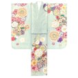 画像3: 7歳 女の子 七五三 着物 フルセット 上質合繊 四つ身の着物と作り帯 オリジナルコーデセット【薄黄緑、ねじり梅】 (3)