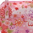 画像4: 七五三 草履バッグセット子供 和柄 草履21cm 小紋柄 共生地 ぞうりバッグ【ピンク、桜】