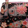 画像4: 七五三 草履バッグセット子供 和柄 草履21cm 小紋柄 共生地 ぞうりバッグ【黒、桜】
