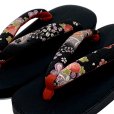 画像5: 七五三 草履バッグセット子供 和柄 草履21cm 小紋柄 共生地 ぞうりバッグ【黒、桜】