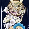 画像4: お宮参り 男の子 着物 刺繍入り 日本製 お手入れ簡単 合繊 赤ちゃんのお祝い着 初着 産着 襦袢付き【紺地、兜と松竹梅・流水】