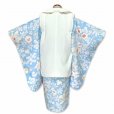 画像3: 七五三 着物 3歳 女の子用 被布コート＆着物５点セット レトロモダンスタイル合繊【白系ｘ水色、百華】