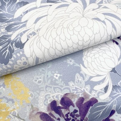 画像7: 七五三 3歳 着物 セット 女の子 被布コート＆着物５点セット レトロモダンスタイル合繊【白系ｘブルーグレー、菊】