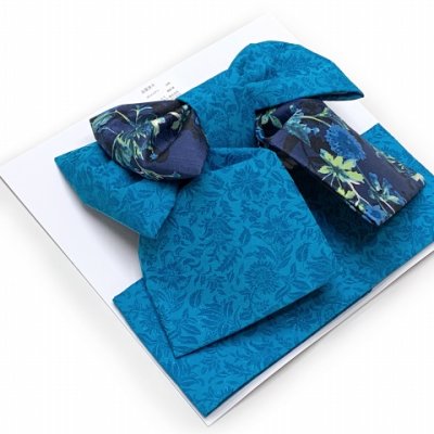 画像2: 七五三 7歳用 結び帯 7歳女の子用 モダンなデザインの作り帯 大寸 合繊「青」TYMO-04
