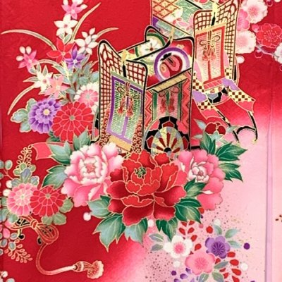 画像4: お宮参り 着物 女の子 赤ちゃんのお祝い着 産着 初着 正絹【赤、御所車】