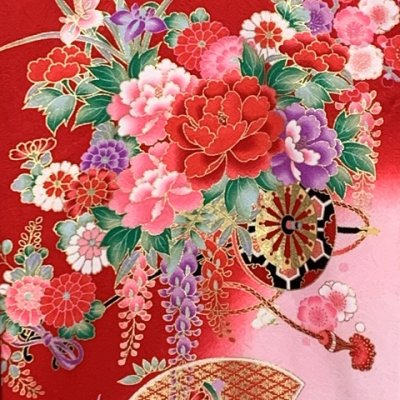 画像4: お宮参り 着物 女の子 赤ちゃんのお祝い着 産着 初着 正絹【赤、花車】