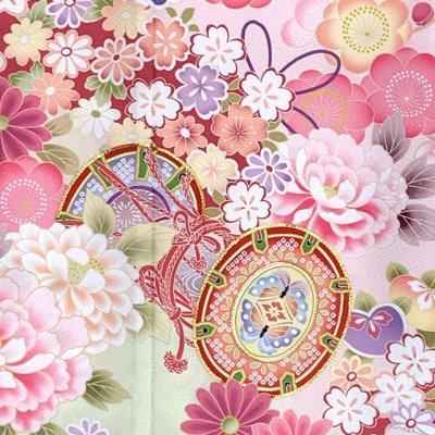 画像3: 七五三 7歳 セット 2025年新作  日本製 合繊 金駒刺繍 絵羽付け女の子着物と作り帯 コーディネートセット【ピンクｘひわ、鼓・花爛漫】