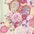 画像5: 七五三 着物 2025年新作 7歳 絵羽柄の四つ身の子供着物(合繊) 単品【淡黄緑ｘ黄色、鼓・花爛漫】